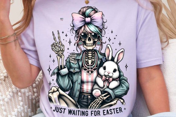 Just Waiting Easter Bunny PNG Skeleton: A Quirky Design Asset