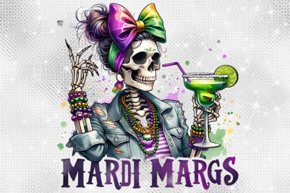 Mardi Gras Margarita PNG Skeleton: Festive Design Unleashed