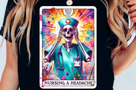 Nurse Skeleton Tarot Card PNG: A Hauntingly Creative Design Asset