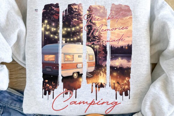 Retro Camping Brushstroke PNG Camper: Vintage Charm for Modern Creators