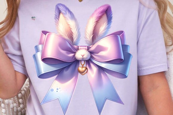 Whimsical Spring Design: The Coquette Bow Bunny PNG